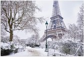Poster – Ondergesneeuwde Eiffeltoren in Parijs - 60x40cm Foto op Posterpapier