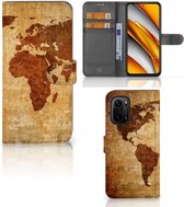 Telefoonhoesje Poco F3 | Xiaomi Mi 11i Wallet Bookcase Wereldkaart