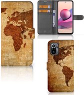 Telefoonhoesje Xiaomi Redmi Note 10S | 10 4G | Poco M5s Wallet Bookcase Wereldkaart