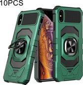 10 PCS Union Armor Magnetische PC + TPU Schokbestendige Case met 360 Graden Rotatie Ring Houder Voor iPhone XS Max (Dark Night Green)