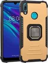 Voor Huawei Y7 (2019) Fierce Warrior-serie Armor All-inclusive schokbestendig aluminium + TPU-beschermhoes met ringhouder (goud)