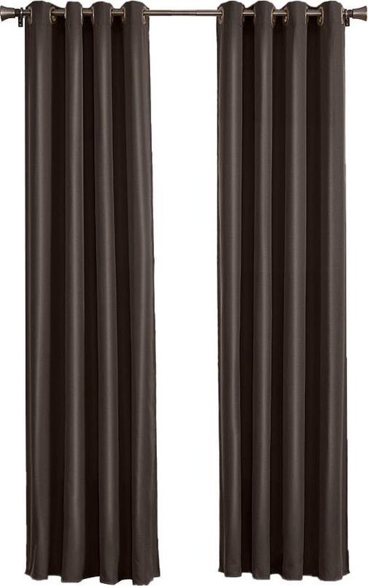 Larson - Luxe effen blackout gordijn - met ringen - 1.5m x 2.5m - Chocoladebruin