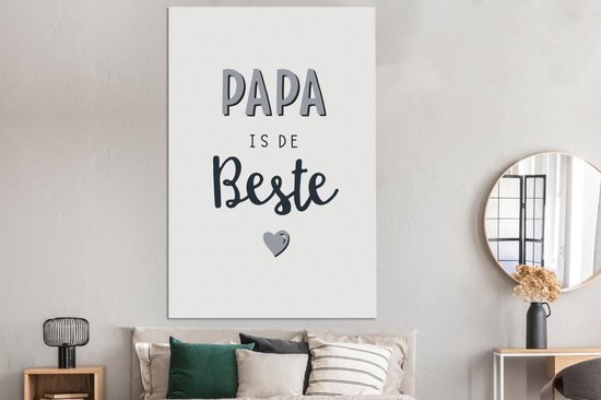 Peinture sur toile avec citations - Dictons - Papa est le meilleur - Vaderdag - 120x180 cm - Décoration murale XXL - Papa commando - Cadeau Vaderdag - Cadeau - Cadeau pour lui - Astuce - Homme