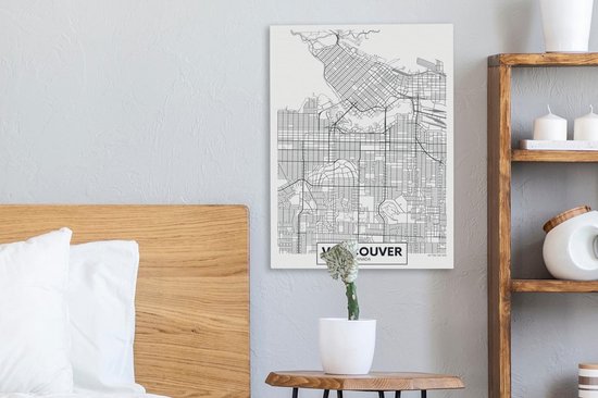 Toile Peintures Carte - Vancouver - Canada - Simple - 30x40 cm - Décoration murale