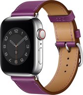 Apple Watch 42/44MM Leren Bandje - Leer - Horloge Bandje - Polsband - Kunstleer - Apple Watch 1 / 2 / 3 / 4 / 5 / 6 / SE - Paars