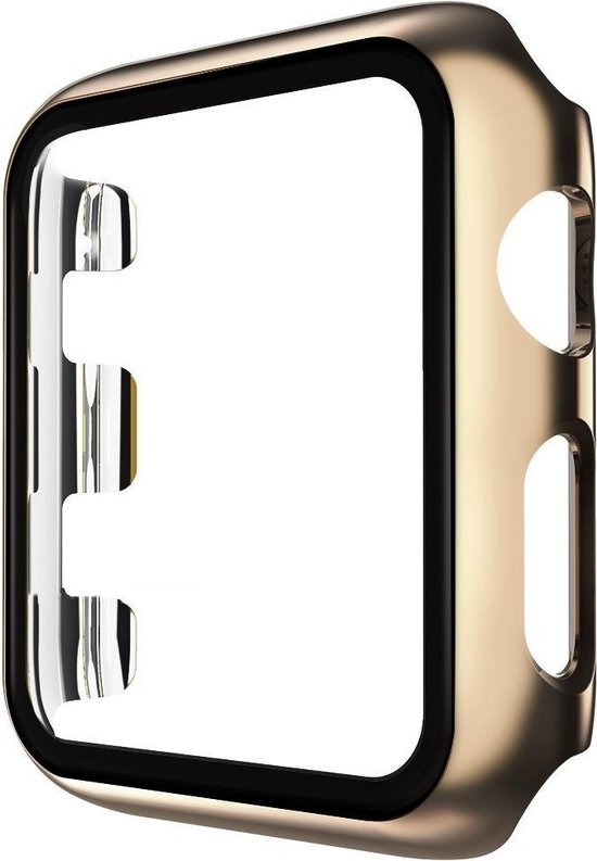 Hoesje geschikt voor Apple Watch 40MM - Bumper hoesje - Screenprotector - TPU - Goud