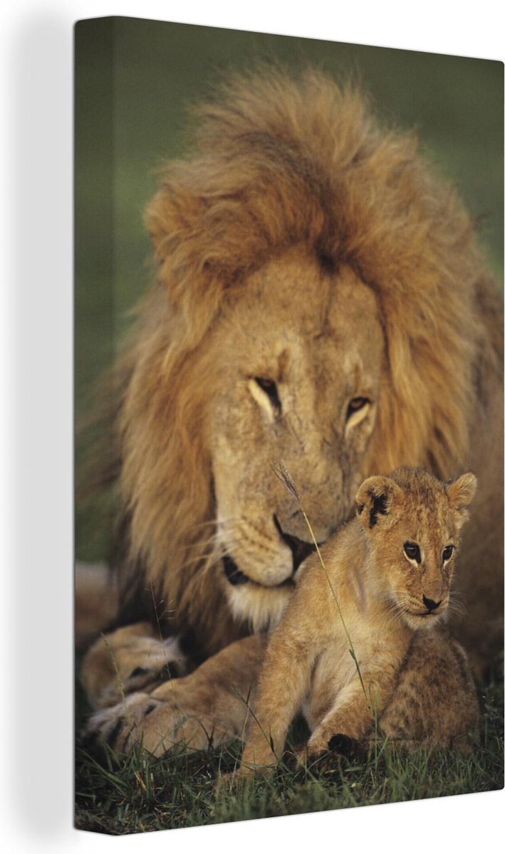 Canvas Schilderij Baby leeuw - Wild - Jagen - 20x30 cm - Wanddecoratie