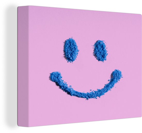 Peintures sur toile - Smiley souriant en poudre - 80x60 cm - Décoration murale Art