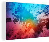 Canvas Schilderij Waterverf - Blauw - Rood - Oranje - 30x20 cm - Wanddecoratie