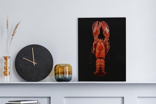 Homard cuit à la vapeur sur une toile de fond noir 2cm 30x40 cm - petit - Tirage photo sur toile (Décoration murale salon / chambre) / Animaux sauvages Peintures sur toile