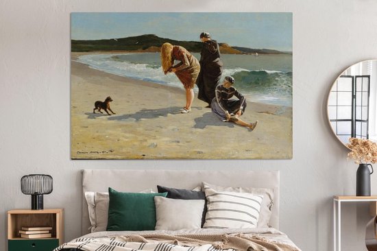 Canvas schilderij 180x120 cm - Wanddecoratie Eagle Head, Manchester, Massachusetts (High Tide) - schilderij van Winslow Homer - Muurdecoratie woonkamer - Slaapkamer decoratie - Kamer accessoires - Schilderijen