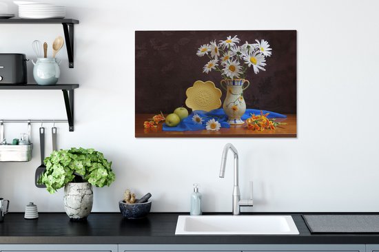 Tableau Peinture Nature Morte - Marguerite - Fleurs - 90x60 cm - Décoration murale