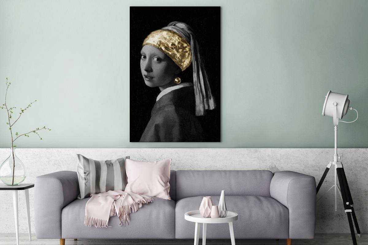 Canvas Schilderij Meisje met de parel Johannes Vermeer Goud 80x120 cm Canvas Schilderij Meisje met de parel Johannes Vermeer Goud 80x120 cm