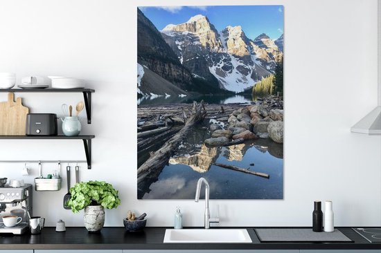 Peintures sur toile - Lac Moraine reflétant les montagnes du Canada - 90x120 cm - Décoration murale
