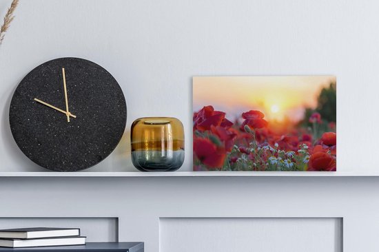 Coquelicots avant le soleil couchant toile 2cm 30x20 cm - petit - Tirage photo sur toile (Décoration murale salon / chambre)