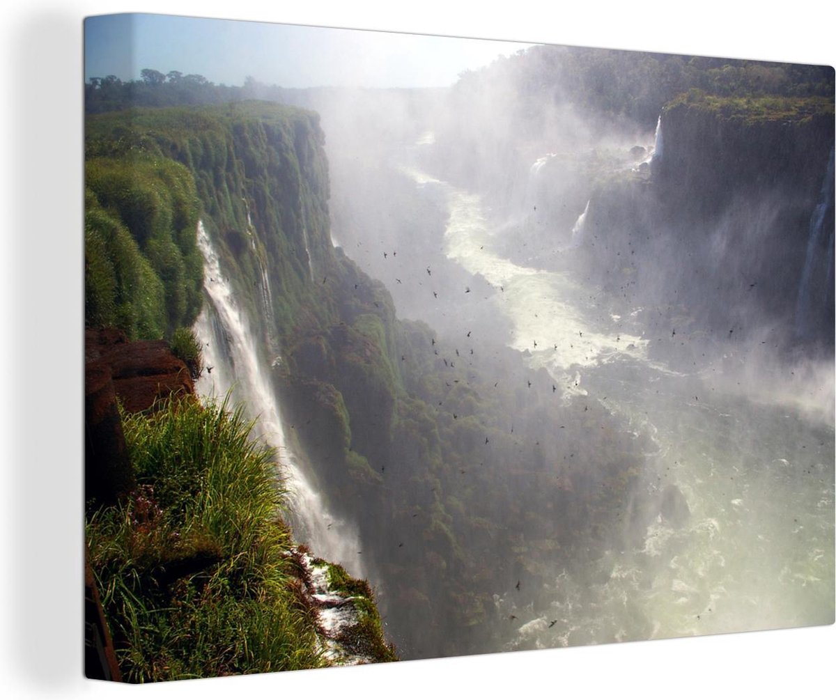 Tableau XXL Toile Murale 3D - Cascade Dans Forêt - Paysage Nature - Muralo