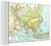 Canvas Wereldkaart - 160x120 - Wanddecoratie Klassieke wereldkaart Azië