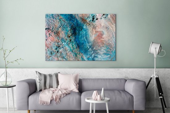Couleurs bleues sur toile de peinture 180x120 cm - Tirage photo sur toile (Décoration murale salon / chambre) XXL / Groot format!