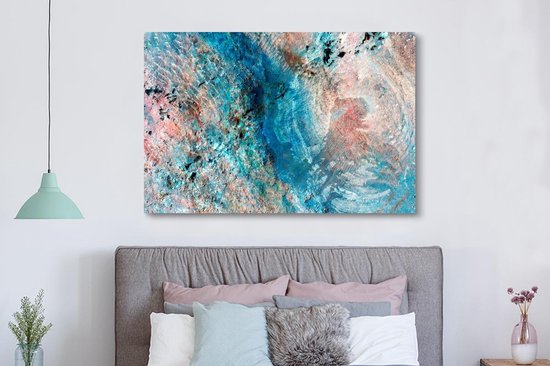 Couleurs bleues sur toile de peinture 180x120 cm - Tirage photo sur toile (Décoration murale salon / chambre) XXL / Groot format!