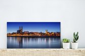 Canvas Schilderij Panorama van de Duitse stad Maagdenburg - 40x20 cm - Wanddecoratie