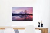 Canvas Schilderij Water - Boom - Meer - 60x40 cm - Wanddecoratie