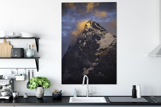 Cloudy Eiger au coucher du soleil en Suisse Toile 80x120 cm - Tirage photo sur toile (Décoration murale salon / chambre)