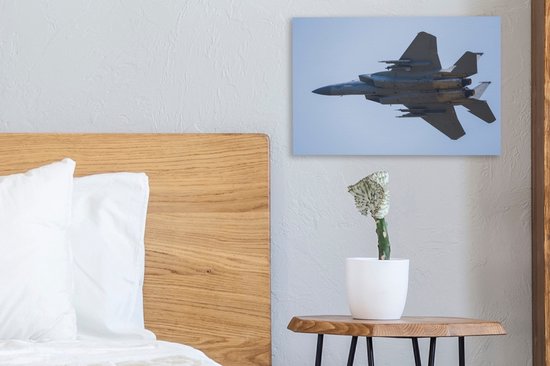Un jet blanc dans un ciel bleu Toile 30x20 cm - petit - Tirage photo sur toile (Décoration murale salon / chambre)