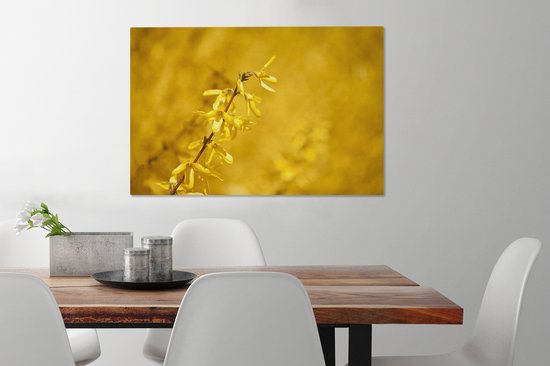 Fleurs de forsythia jaune au printemps Toile 90x60 cm - Tirage photo sur toile (Décoration murale salon / chambre)