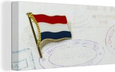 Canvas Schilderij Speld van de Nederlandse vlag - 80x40 cm - Wanddecoratie