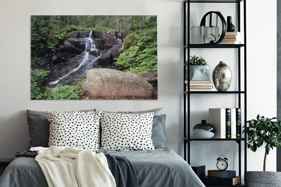Cascade dans les forêts du parc national de Skuleskogen en Suède Toile 120x80 cm - Tirage photo sur toile (Décoration murale salon / chambre)