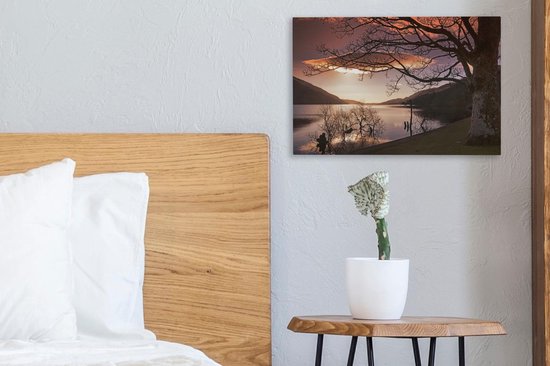 Ciel rose sur le parc national du Loch Lomond et les Trossachs en Ecosse Toile 30x20 cm - petit - Tirage photo sur toile (Décoration murale salon / chambre)