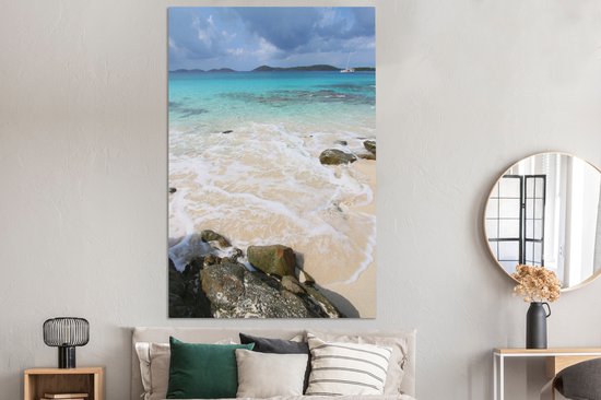 Les îles sombres à l'horizon du Parc National des Iles Vierges Toile 120x180 cm - Tirage photo sur Toile (Décoration murale salon / chambre) XXL / Groot format!