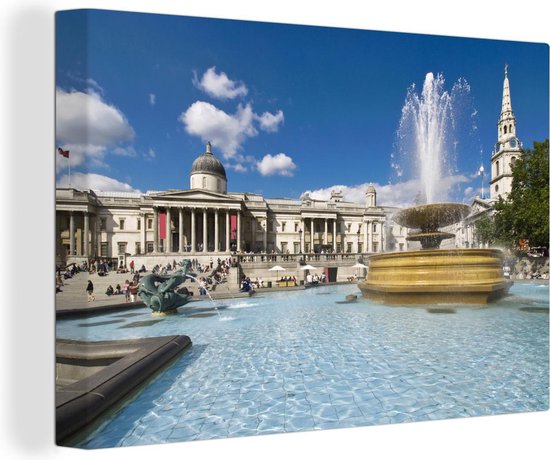 Het Trafalgar Square in Londen Canvas 30x20 cm - klein - Foto print op Canvas schilderij (Wanddecoratie woonkamer / slaapkamer)