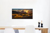 Canvas Schilderij Prachtige zonsondergang bij het Tetongebergte in de Verenigde Staten - 80x40 cm - Wanddecoratie