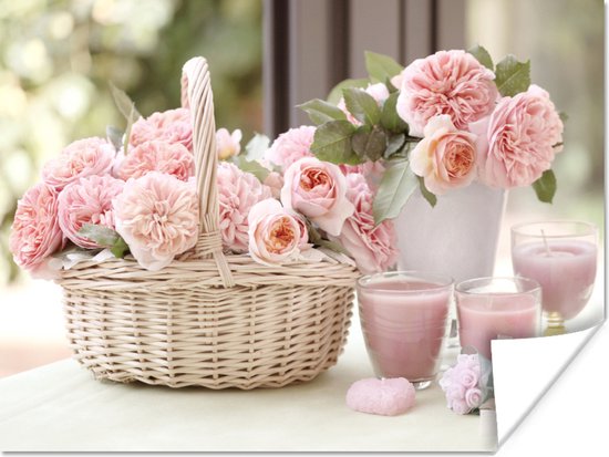 Licht roze bloemen in een cm - klein Poster | bol.com