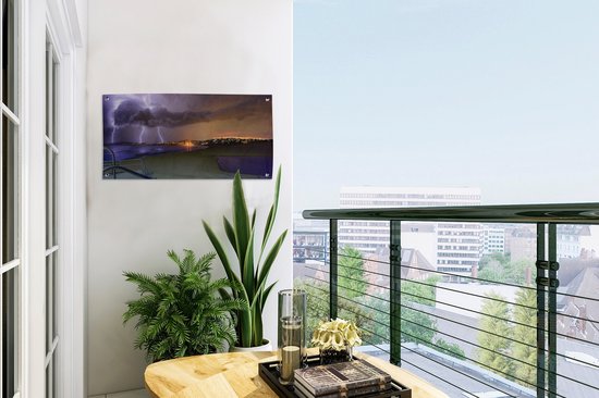 Affiche de jardin éclairs au coucher du soleil 60x30 cm - petit - Toile de jardin / Toile d'extérieur / Peintures d'extérieur (décoration de jardin)