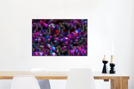 Géométrie violette de cubes 90x60 cm - Tirage photo sur toile (Décoration murale salon / chambre)