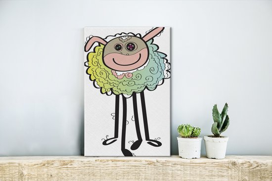 Une illustration abstraite d'un mouton 20x30 cm - petit - Tirage photo sur toile (Décoration murale salon / chambre) / Peintures sur toile Animaux de la ferme