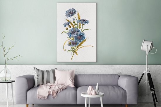 Une illustration d'une toile bleuet et grain 80x120 cm - Tirage photo sur toile (Décoration murale salon / chambre)