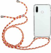 Voor Huawei Y7p Four-Corner Anti-Fall transparante TPU beschermhoes met lanyard (oranjegeel)