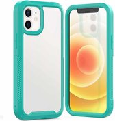 PC + TPU kleur transparant schokbestendig telefoon beschermhoes voor iPhone 12 Mini (lichtblauw)