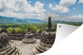 Tuinposter - Tuindoek - Tuinposters buiten - Witte wolken boven de Borobudur tempel - 120x80 cm - Tuin