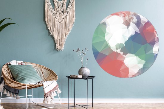 WallCircle - Wandcirkel ⌀ 120 - Illustratie wereld low poly - Ronde schilderijen woonkamer - Wandbord rond - Muurdecoratie cirkel - Kamer decoratie binnen - Wanddecoratie muurcirkel - Woonaccessoires XXL