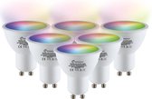 6x HOMEYLUX - GU10 smart lamp - LED - Besturing via app - WiFi - Bluetooth - Dimbaar - Slimme verlichting - 38° - P45 - 5.5 Watt - 345 lumen - 230V - 2700-6000K - RGBWW - 16.5 miljoen kleuren