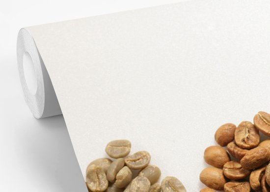 Papier peint photo en vinyle - Tas de grains de café aux nuances de brun sur fond blanc largeur 450 cm x hauteur 300 cm - Tirage photo sur papier peint (disponible en 7 tailles)