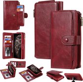 Voor iPhone 11 Pro Max Multifunctionele Retro Afneembare Magnetische Horizontale Flip Leren Case met Kaartsleuven & Houder & Portemonnee & Fotolijst (Rood)