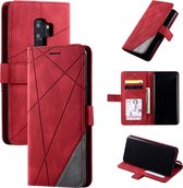 Voor Samsung Galaxy S9 Plus Skin Feel Splicing Horizontaal Flip Leather Case met houder & kaartsleuven & portemonnee & fotolijst (rood)