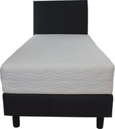 Bedworld Boxspring 90x200 cm met Matras - Luxe Hoofdbord - Gestoffeerd - Pocketvering - Antraciet