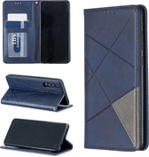 Ruit textuur horizontale flip magnetische lederen tas met houder en kaartsleuven voor Huawei P30 (blauw)