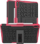 Voor Huawei Matepad Pro 10.8 Bandtextuur Schokbestendig TPU + PC-beschermhoes met houder (roze rood)